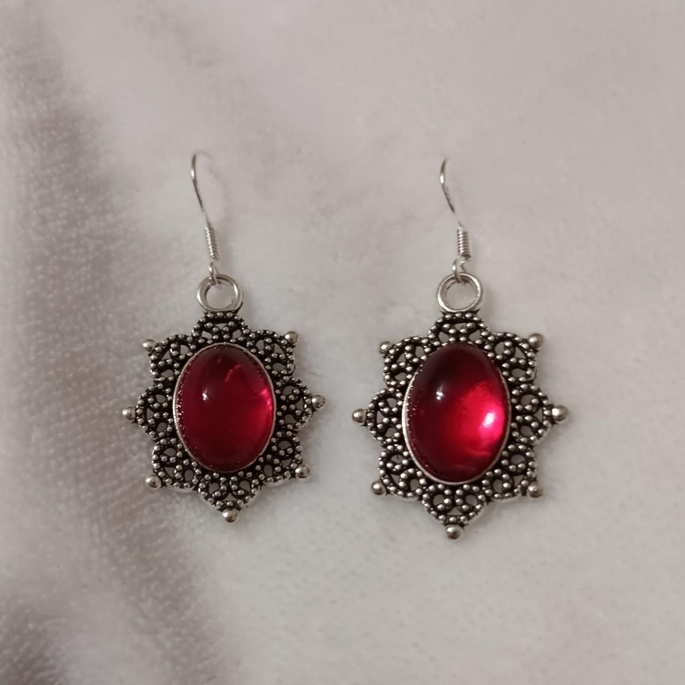 Victorian vintage red goth silver